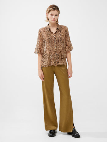 Leopard Georgette Pin Tuck Shirt