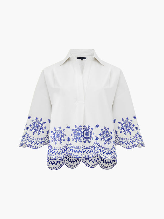 Alissa Cotton Embroidered Popover Shirt