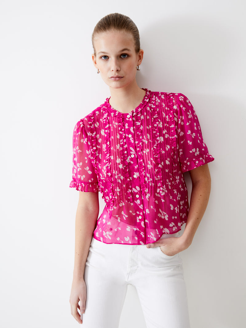 Short sleeve ruffle blouse outlet