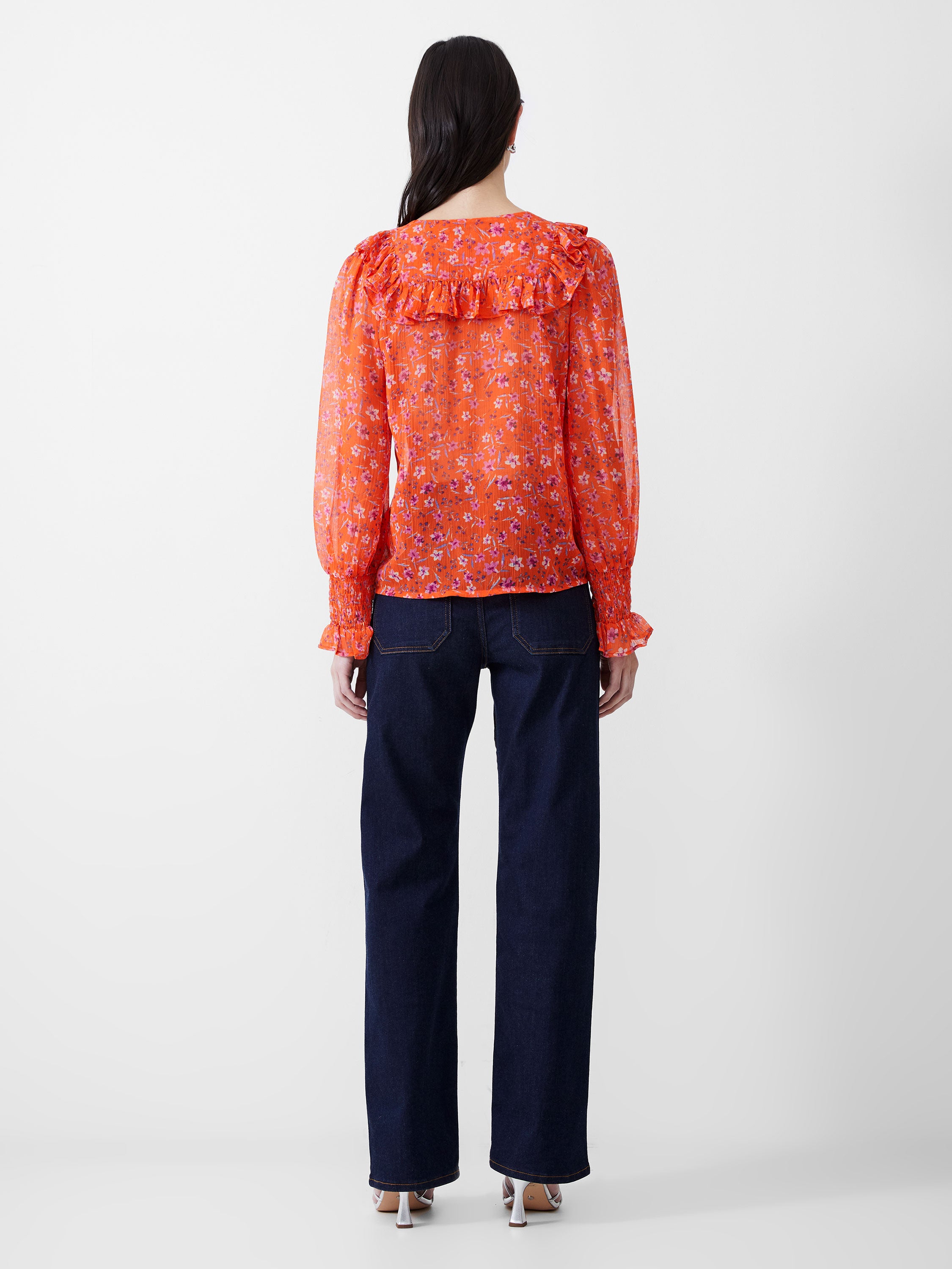 Camille Frill Shirred Sleeve Top