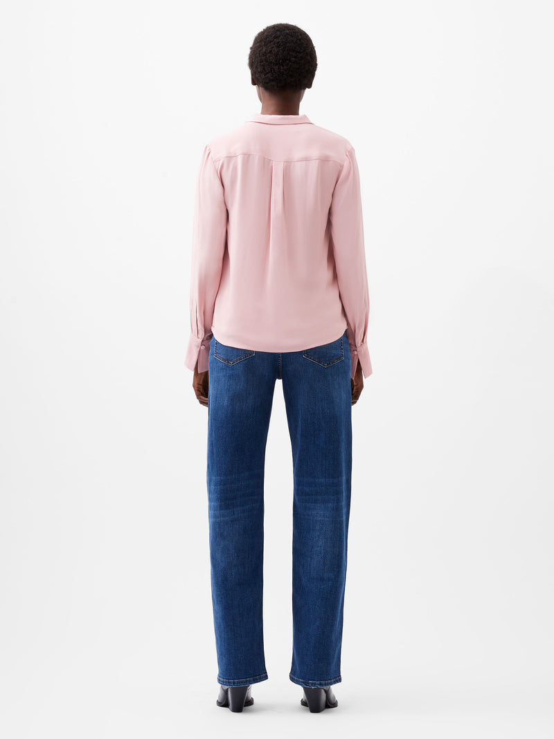 Cecile Crepe Pin Tucks Shirt Sweet Pink French Connection UK