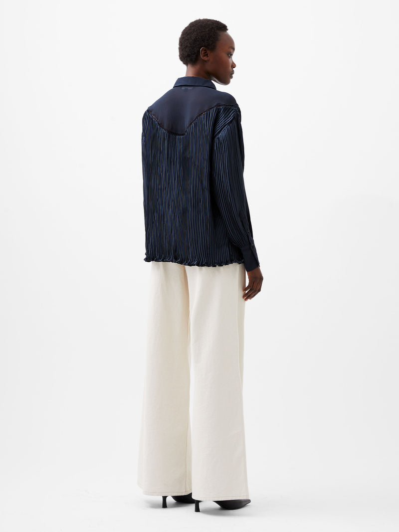 Crina Crinkle Satin Georgette Mix Shirt