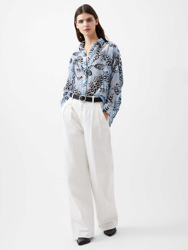 Diandra Devore V-Neck Button Through Popover Shirt