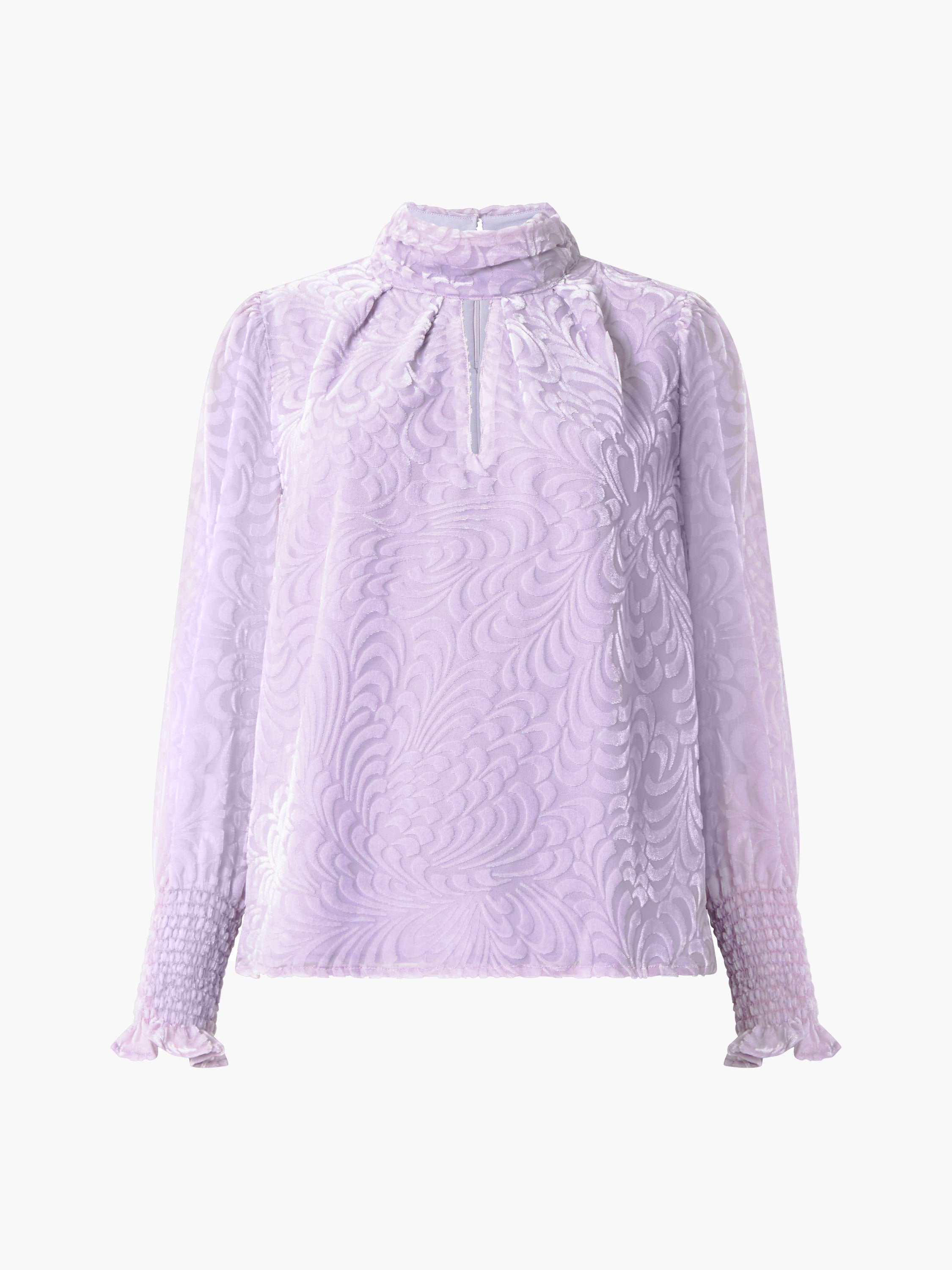 Diandra Devore Long Sleeve High Neck Top Orchid Petal | French