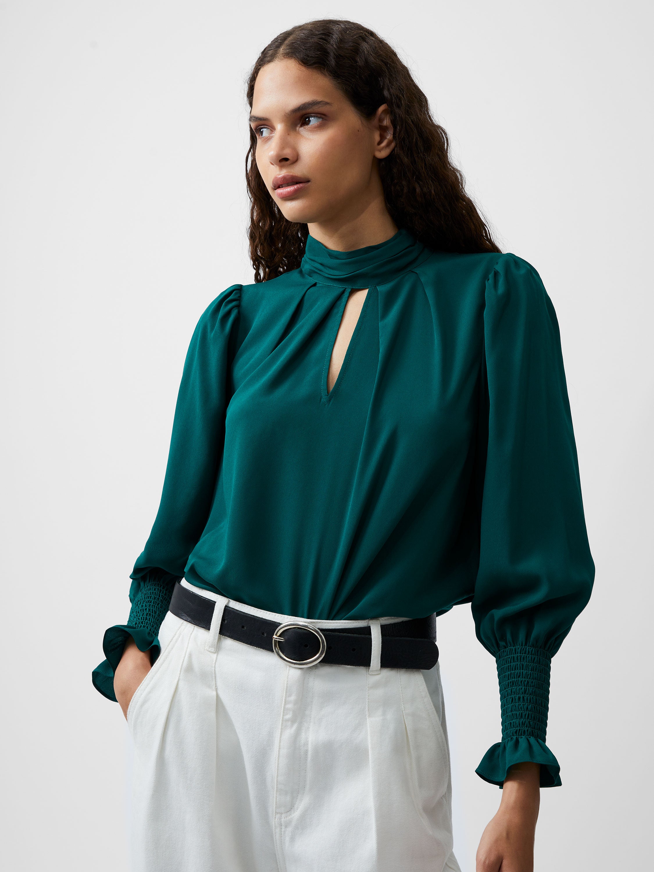 Light green puff sleeve top best sale