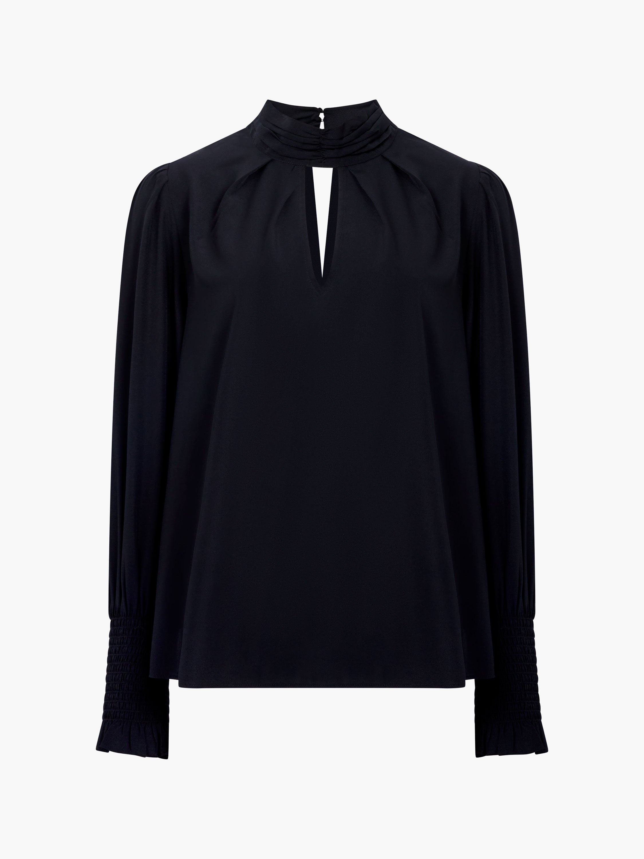 Crepe Light High Neck Long Sleeve Top