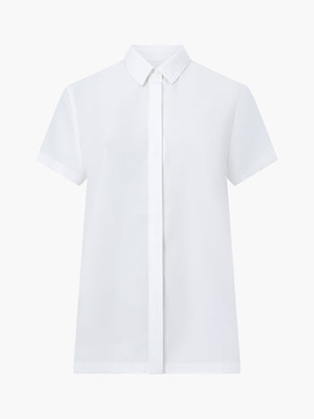 Pleat Back Button Through Short Sleeve Shirt