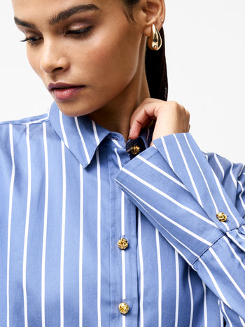 Alexis Cotton Stripe Long Flared Sleeve Shirt