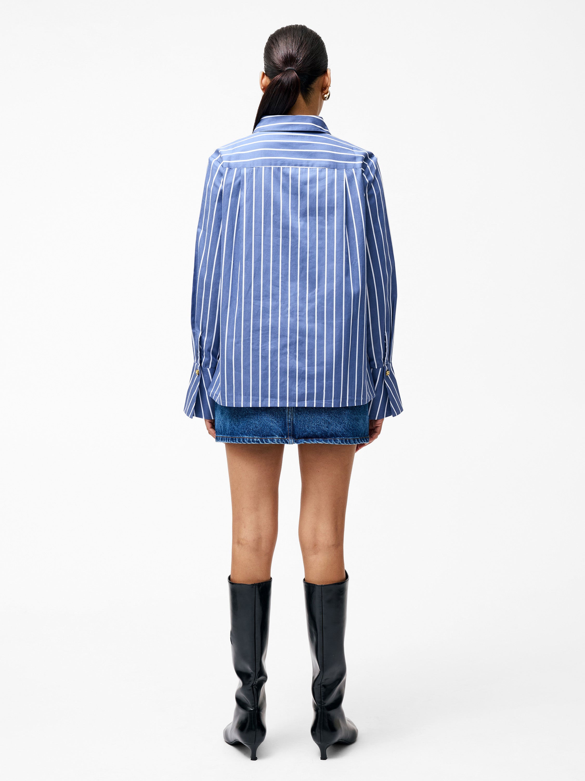 Alexis Cotton Stripe Long Flared Sleeve Shirt