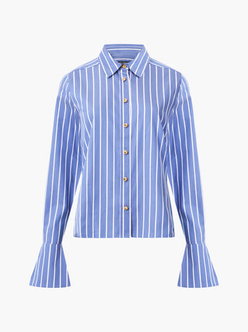 Alexis Cotton Stripe Long Flared Sleeve Shirt