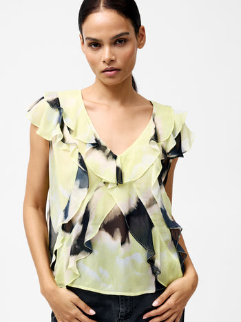 Natalie Eminia Chiffon Ruffle Top
