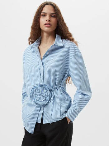 Cambria Cotton Striped Corsage Shirt
