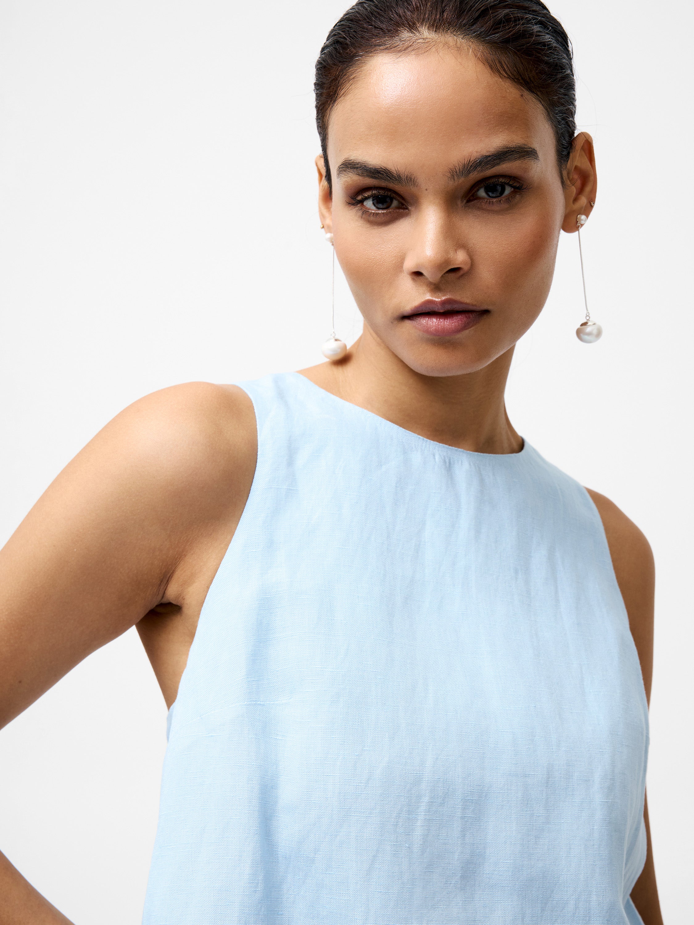 Birdie Linen Tie Back Swing Top