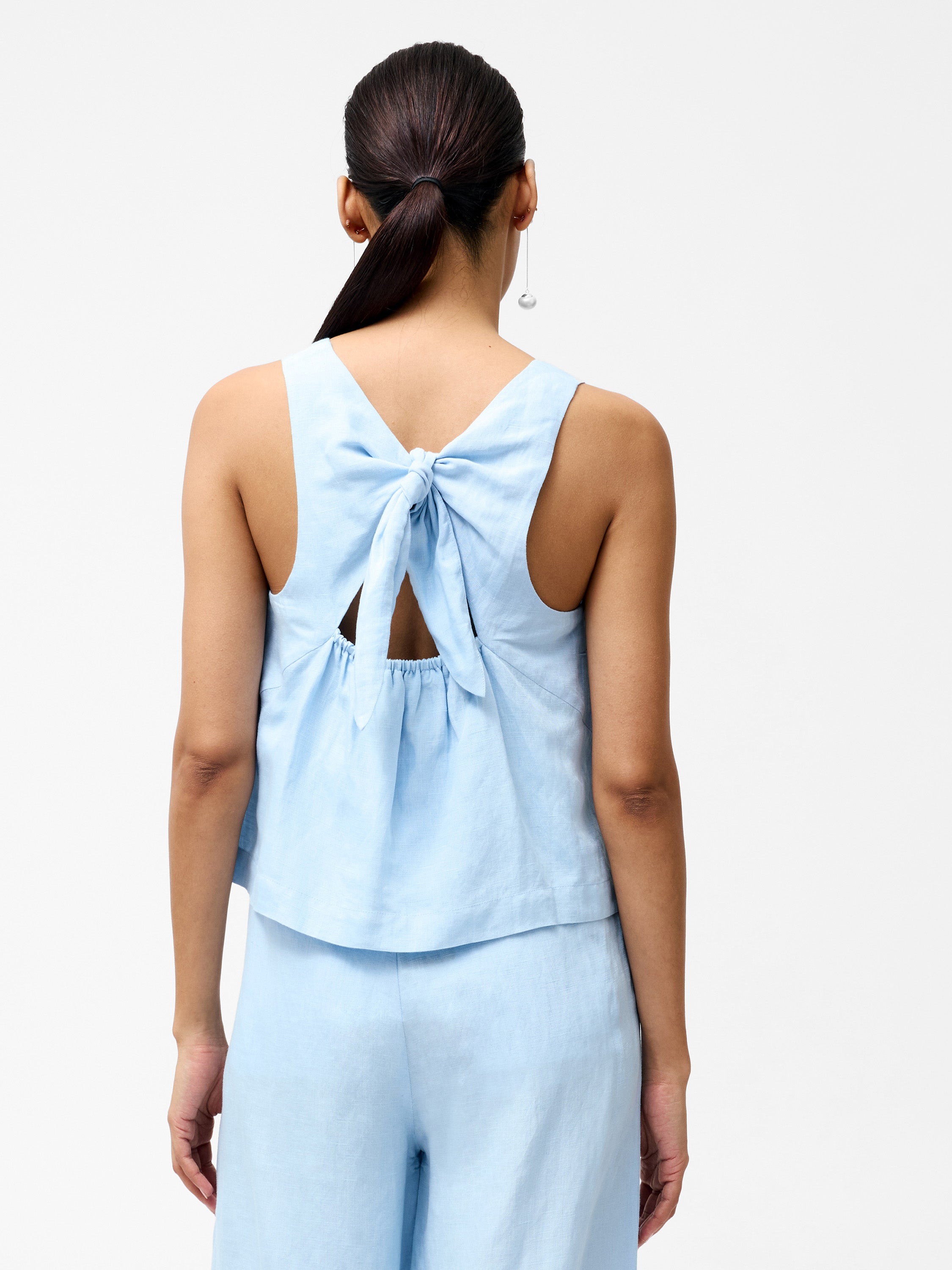 Birdie Linen Tie Back Swing Top
