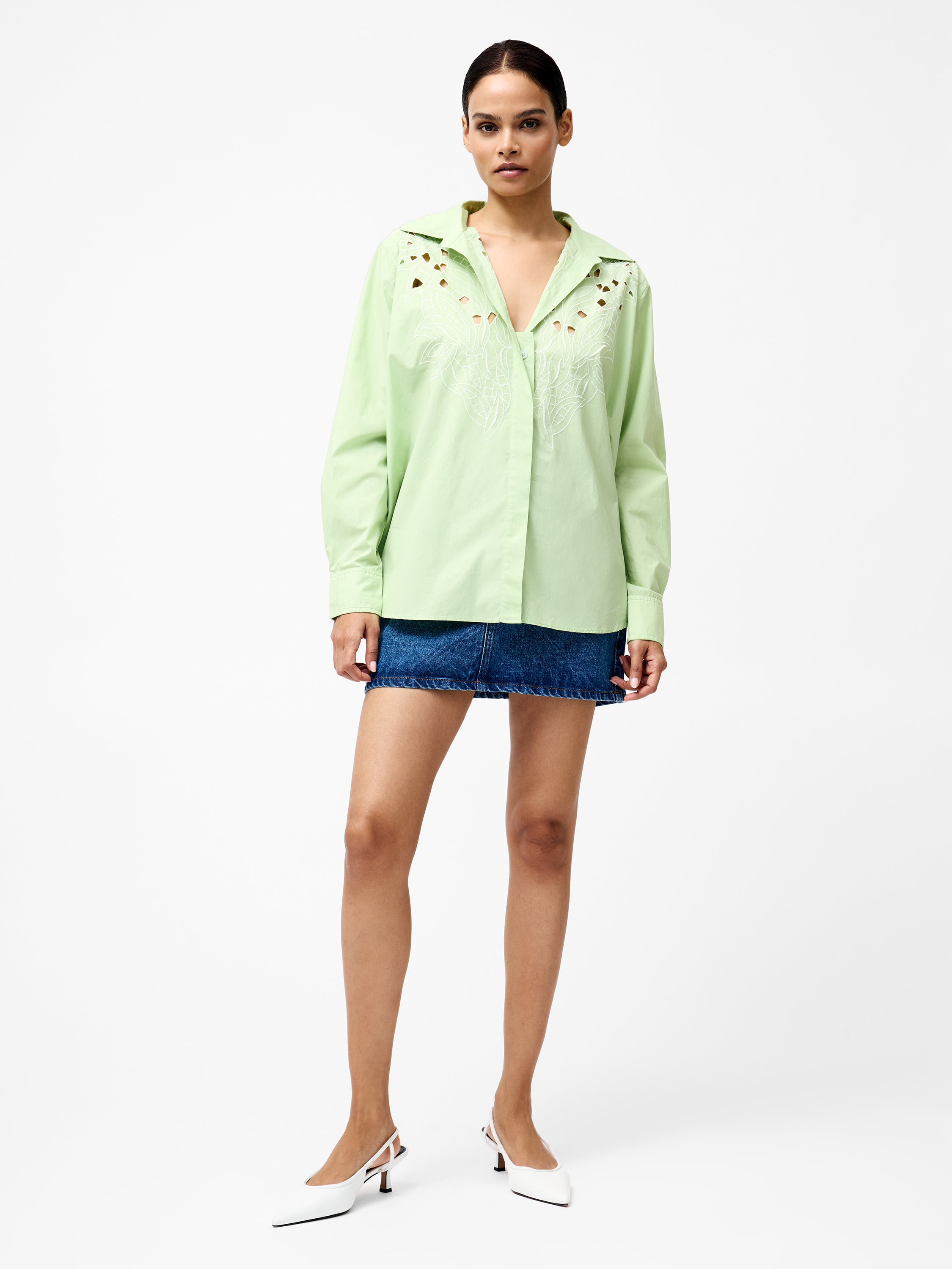 Cambria Cotton Long Sleeve Broderie Shirt