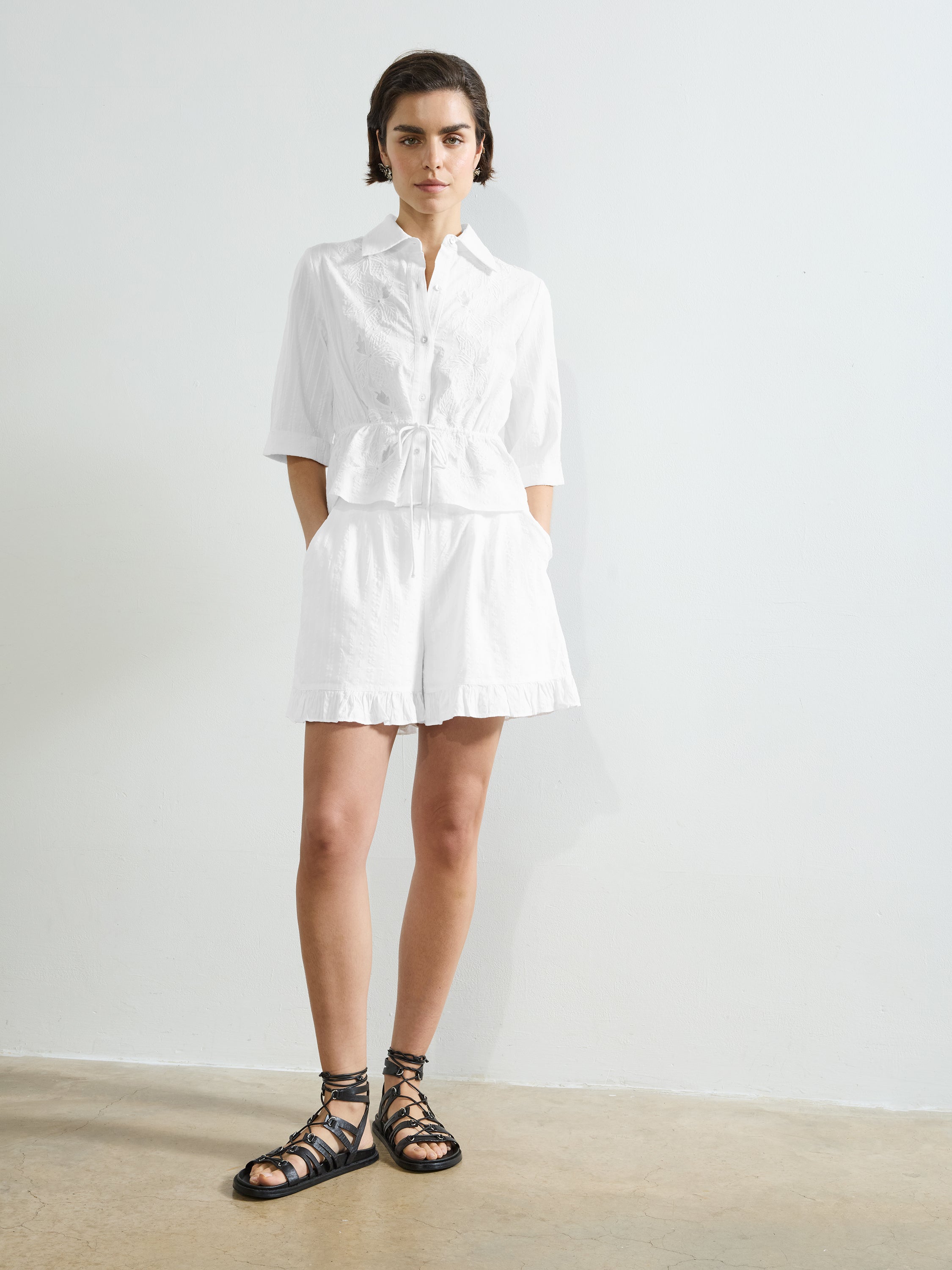 Barnet Cotton Striped Embroidered Shirt