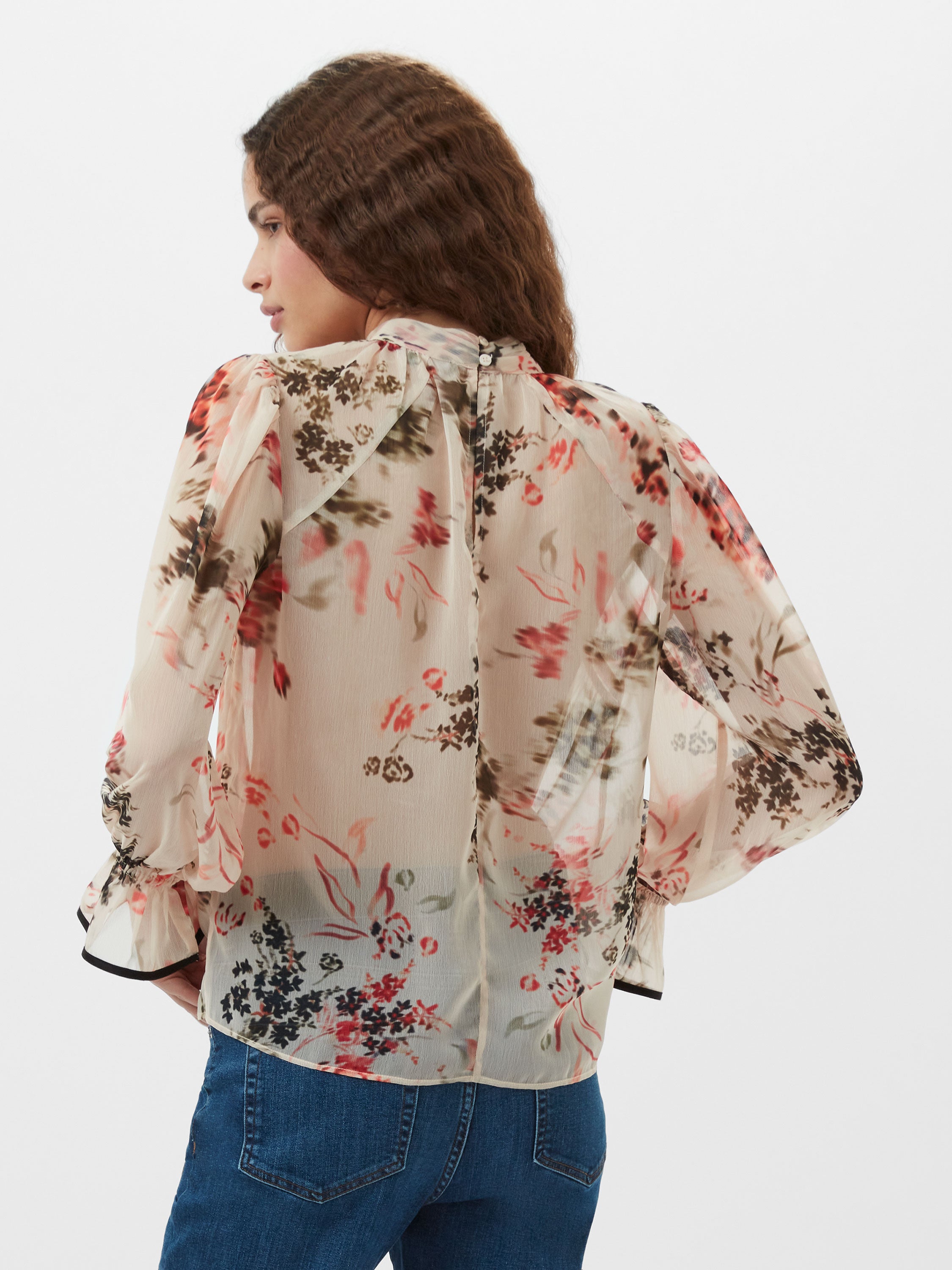 Hallie Crinkle Contrast Floral Top