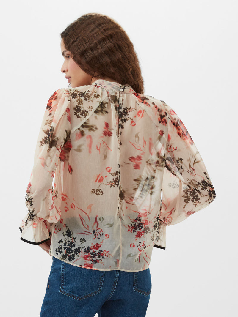 Hallie Crinkle Contrast Floral Top