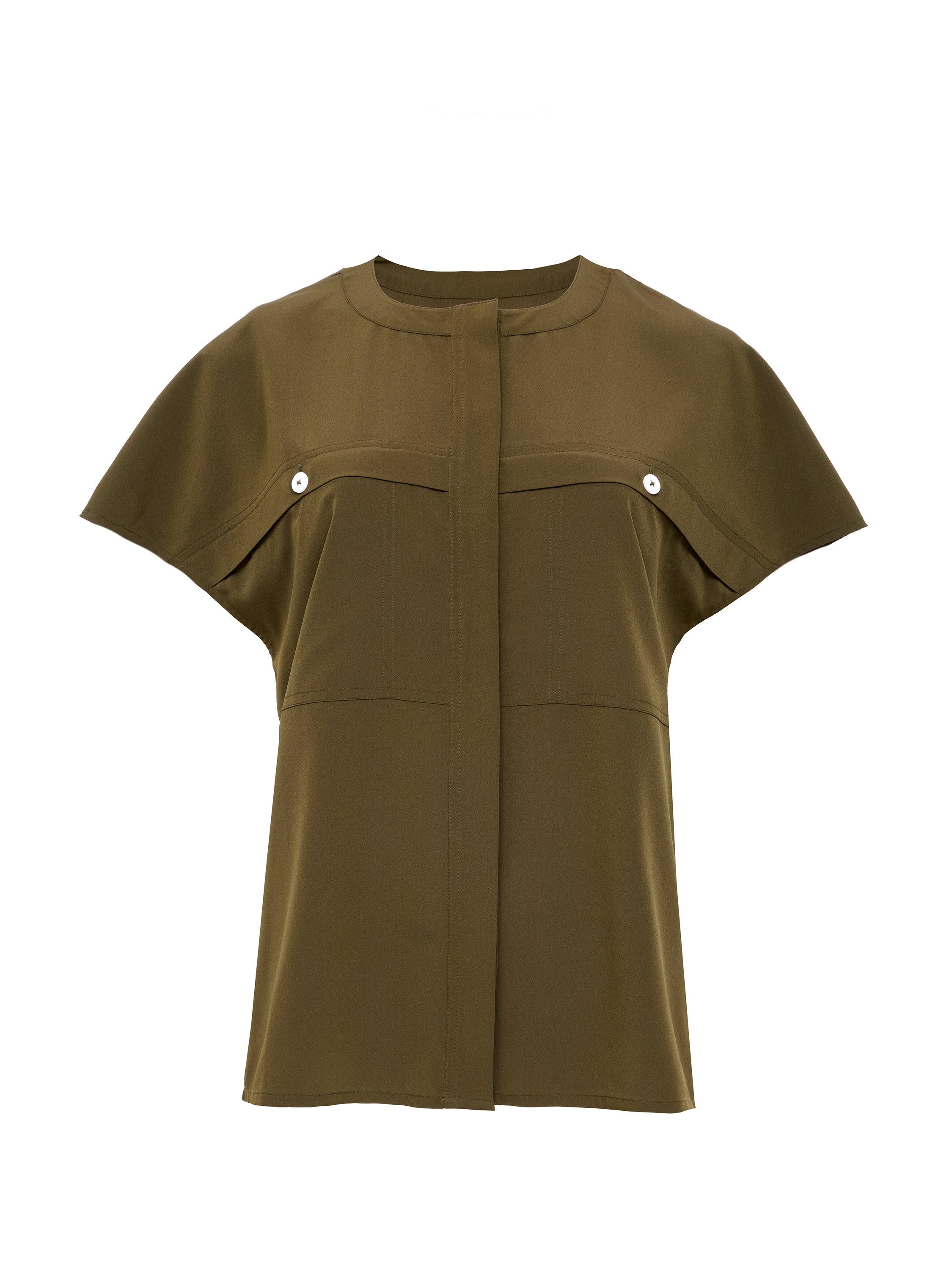 Capriana Crepe Cap Sleeve Yoke Top