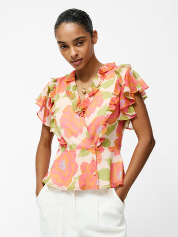Louisa Hallie Crinkle Ruffle Blouse