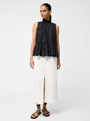 High Neck Sleeveless Poplin Top