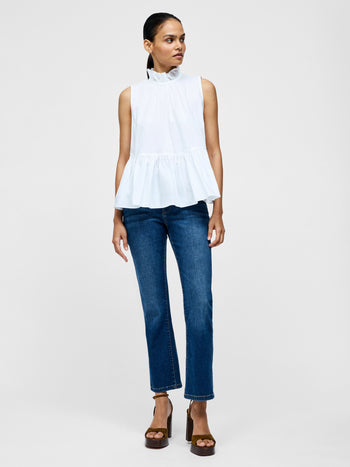 High Neck Sleeveless Poplin Top
