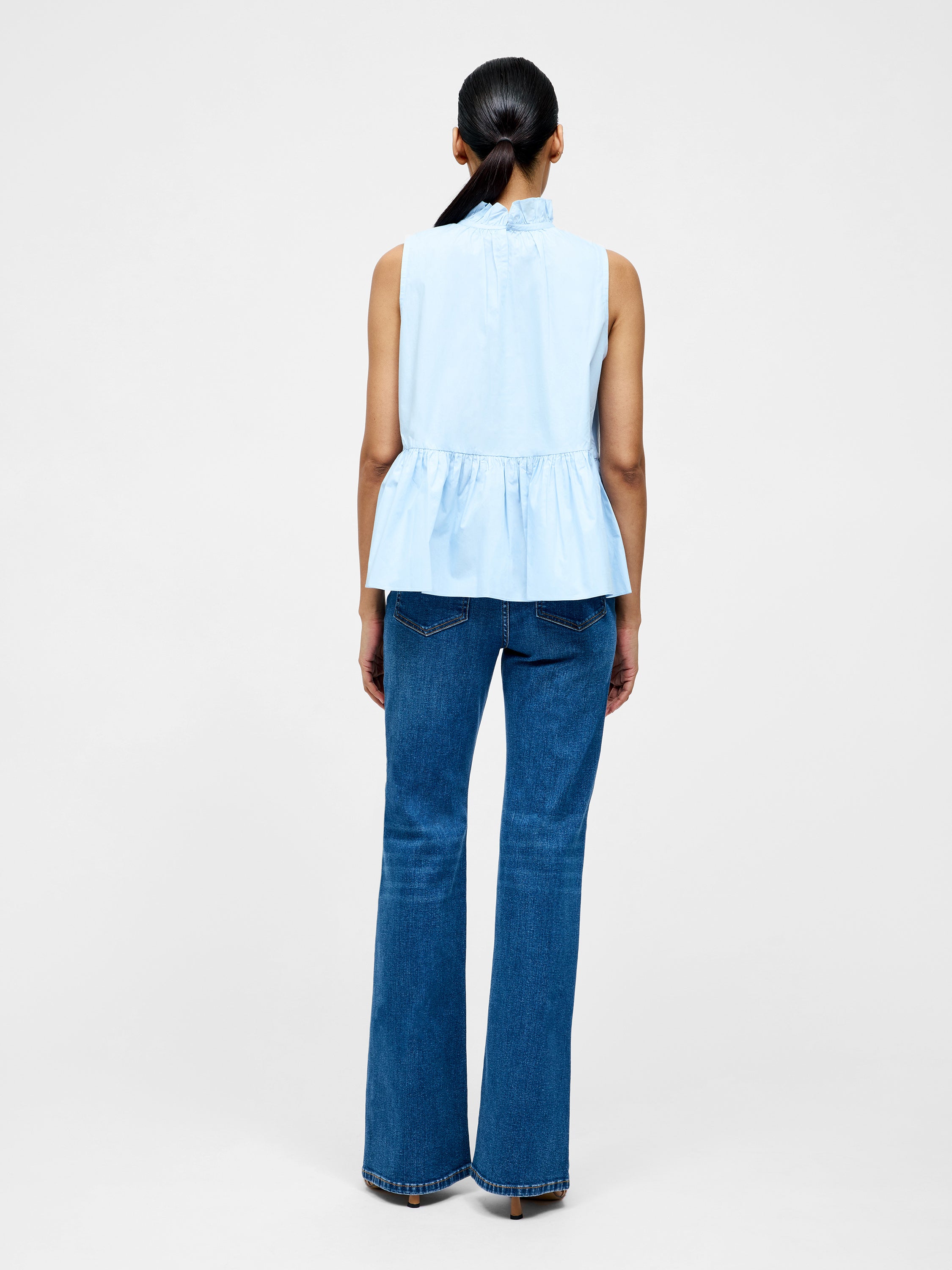 High Neck Sleeveless Poplin Top