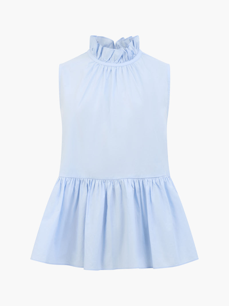 High Neck Sleeveless Poplin Top