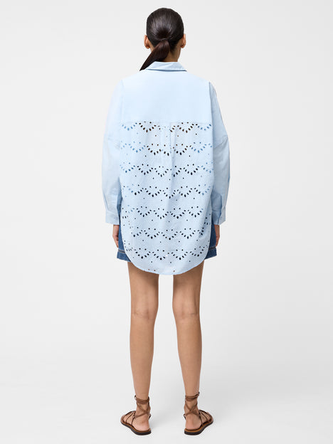 Broderie Back Long Sleeve Popover Shirt