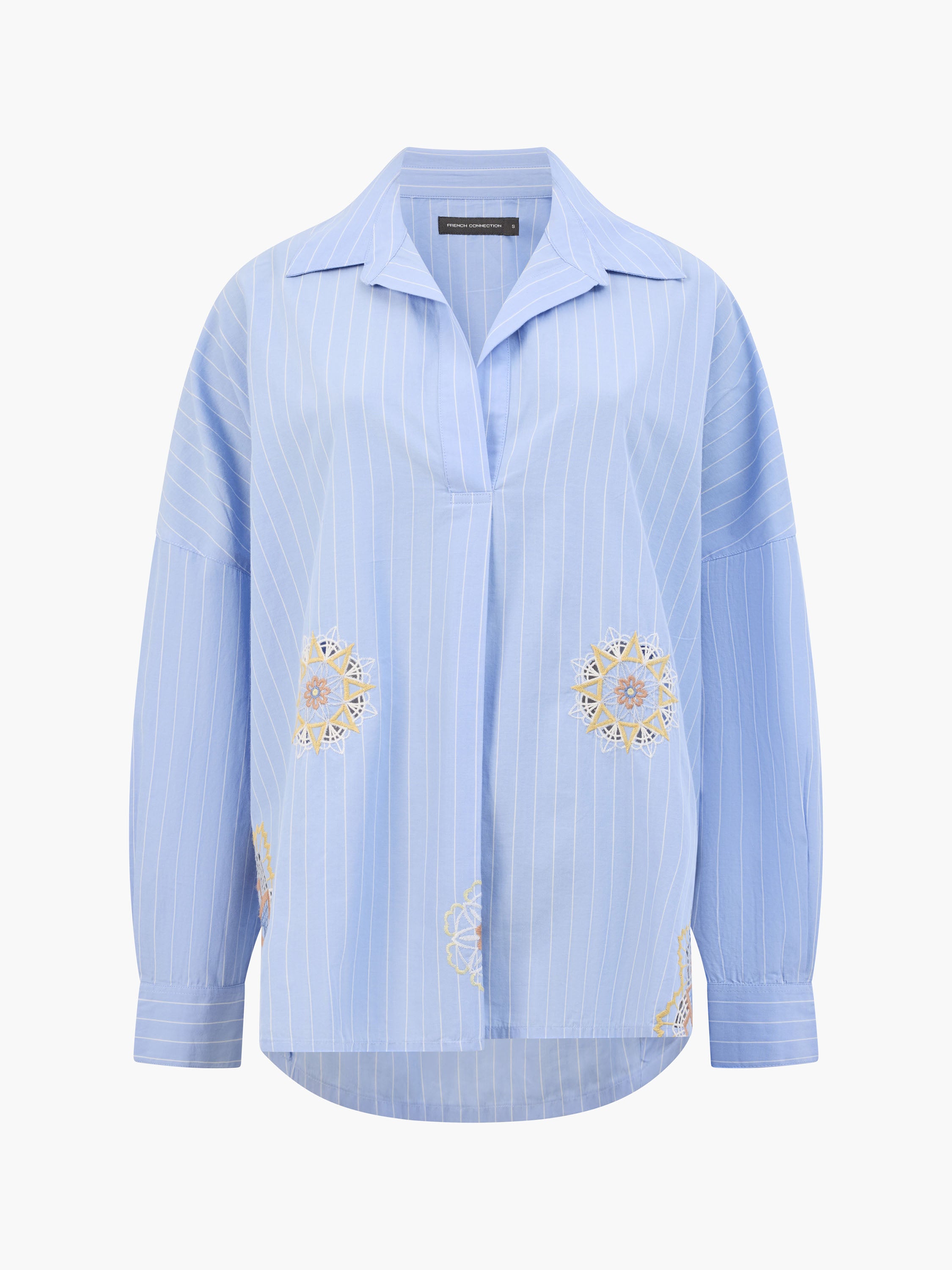 Embroidered Poplin Stripe Popover Shirt