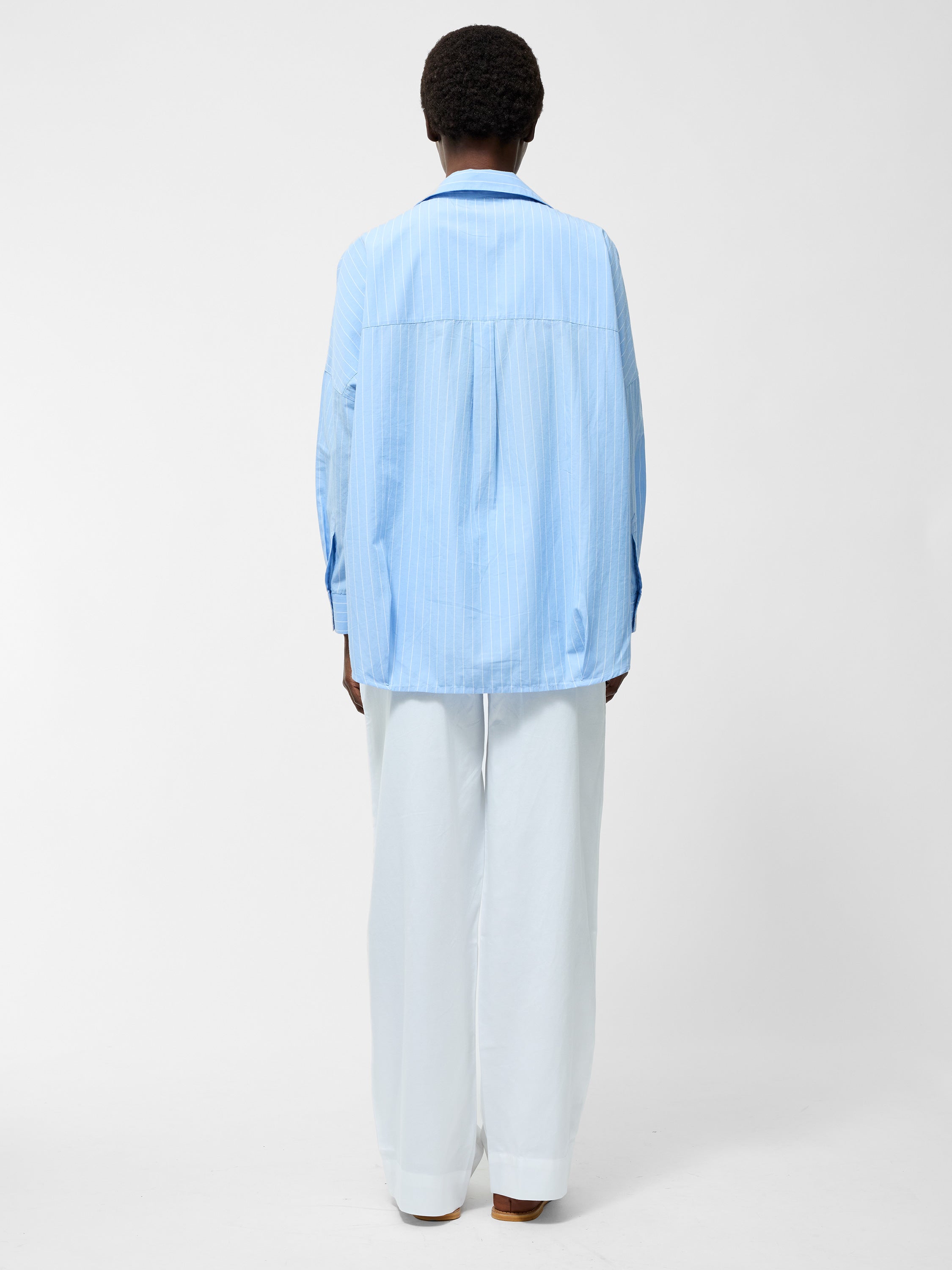 Embroidered Poplin Stripe Popover Shirt