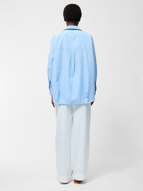 Embroidered Poplin Stripe Popover Shirt