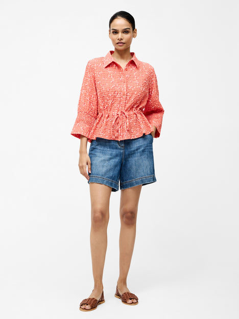 Erin Seersucker Tie Waist Shirt