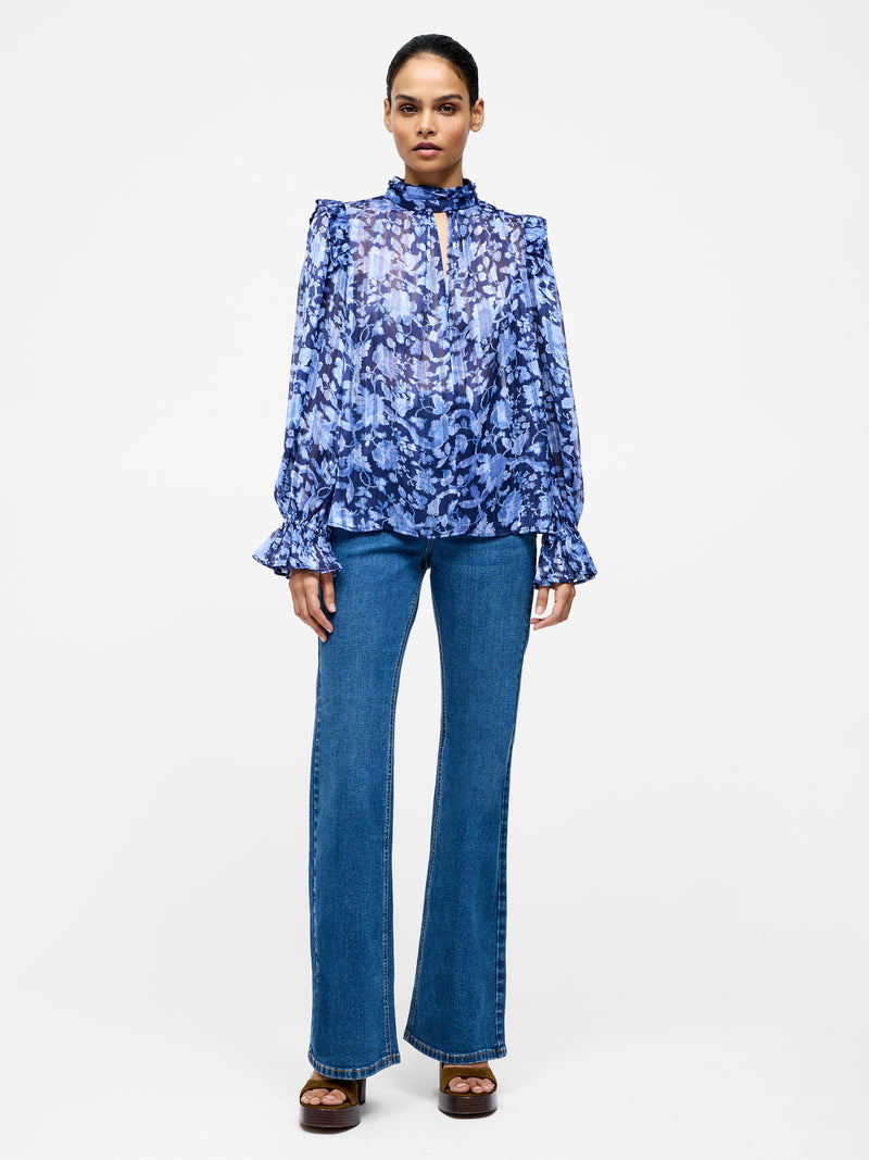 Cynthia Frill Long Sleeve Top