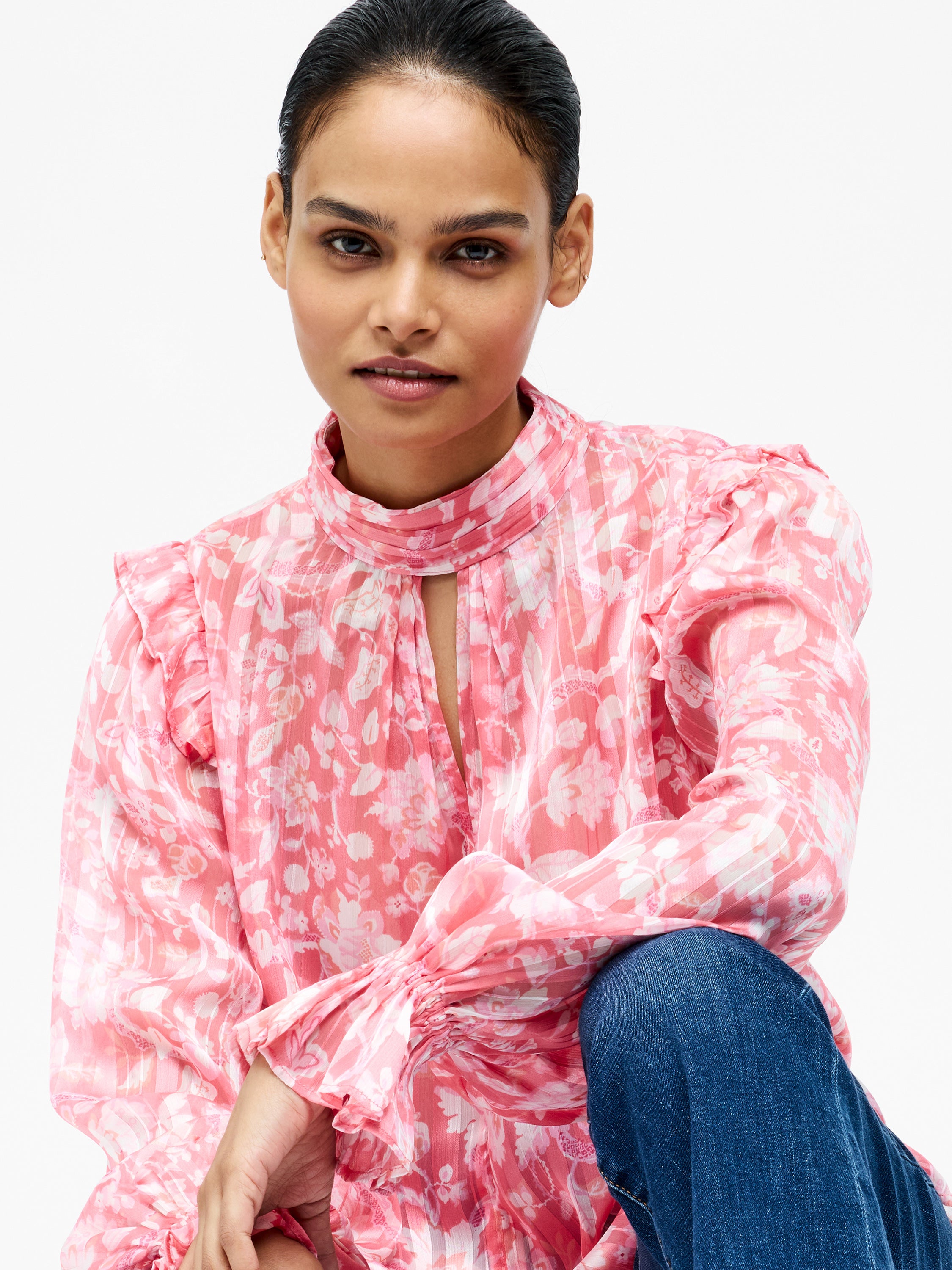 Cynthia Frill Long Sleeve Top
