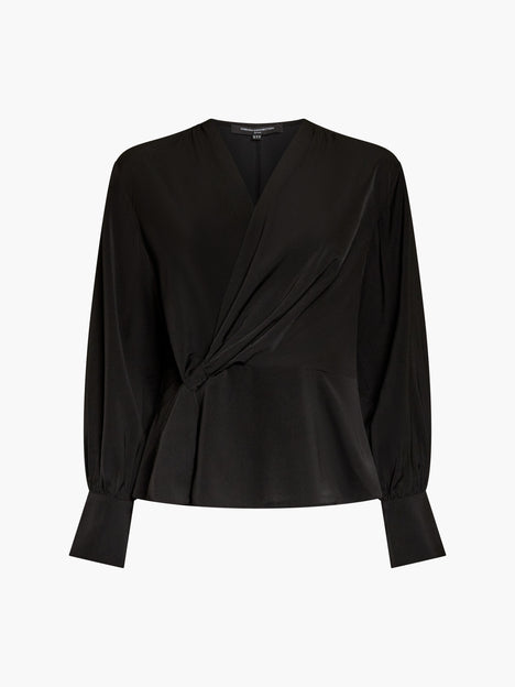 Laurel Crepe Wrap Peplum Top