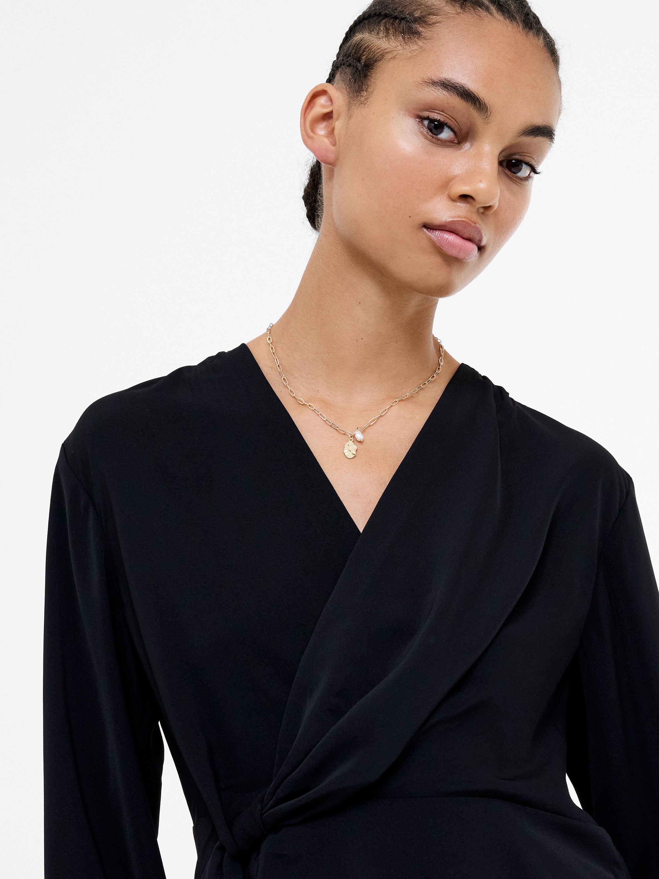 Laurel Crepe Wrap Peplum Top