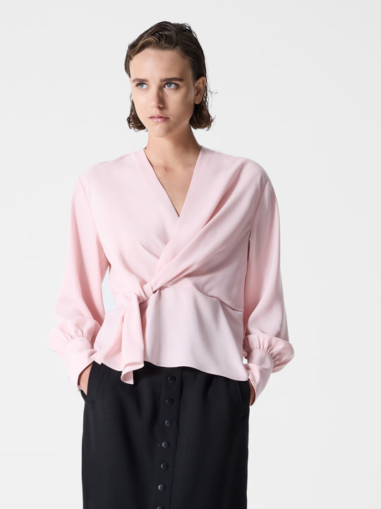 Laurel Crepe Wrap Peplum Top