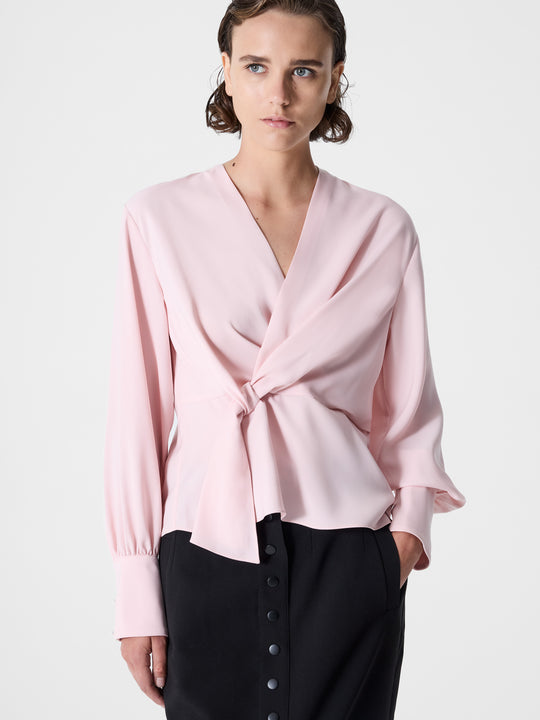 Laurel Crepe Wrap Peplum Top