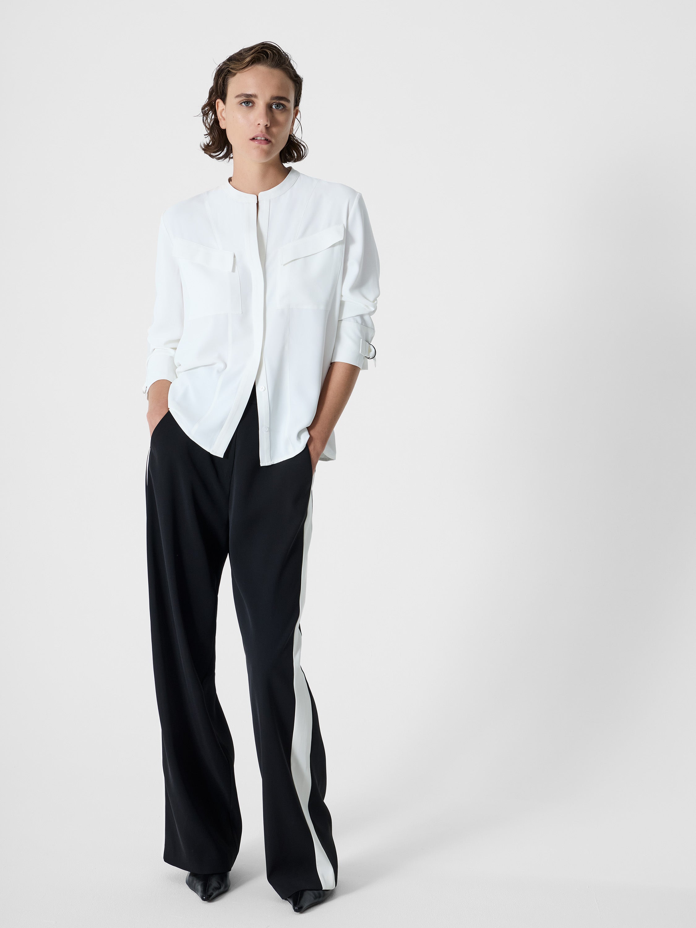 Mindy Collarless Long Sleeve Shirt