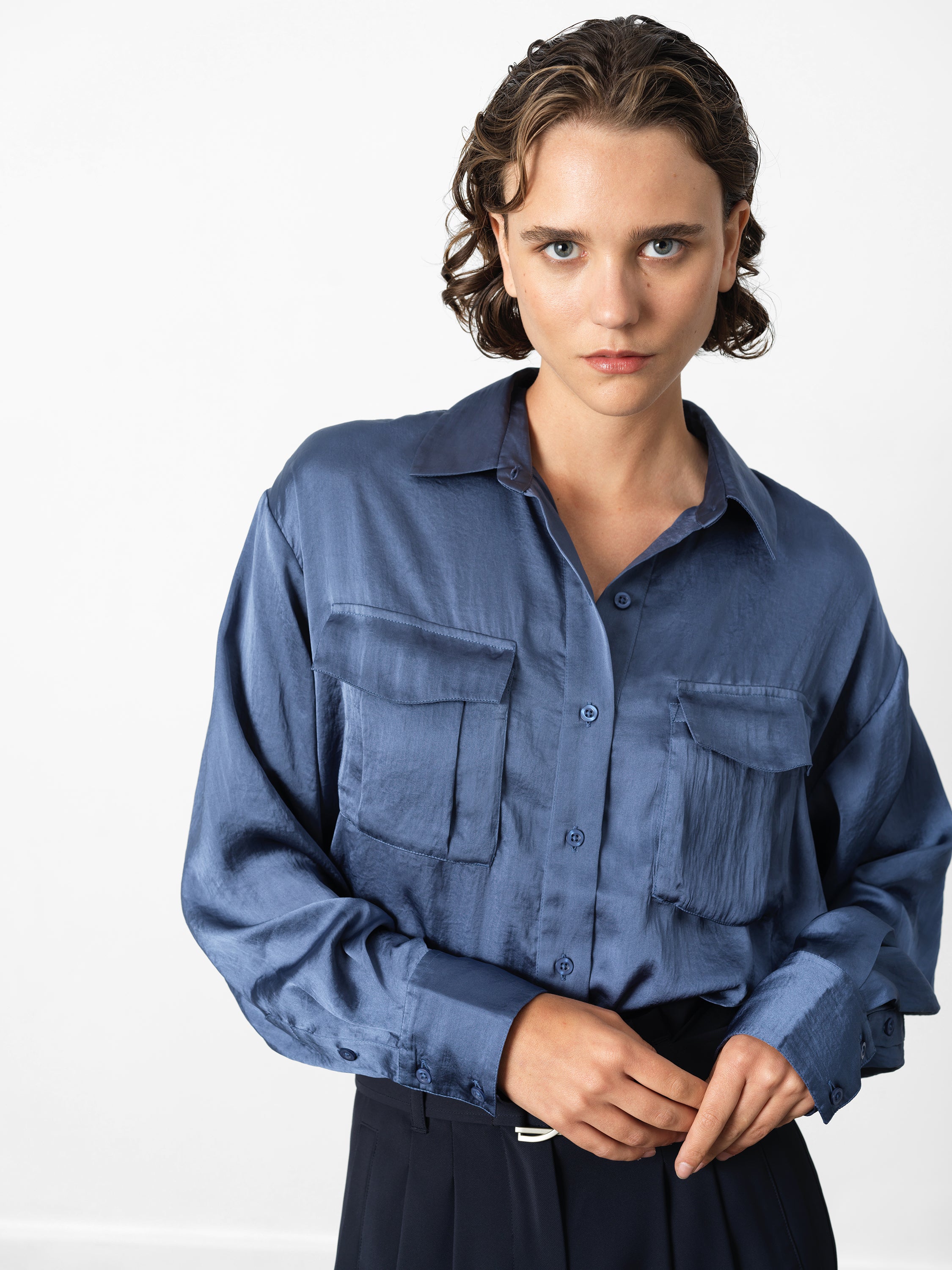 Paloma Satin Long Sleeve Shirt