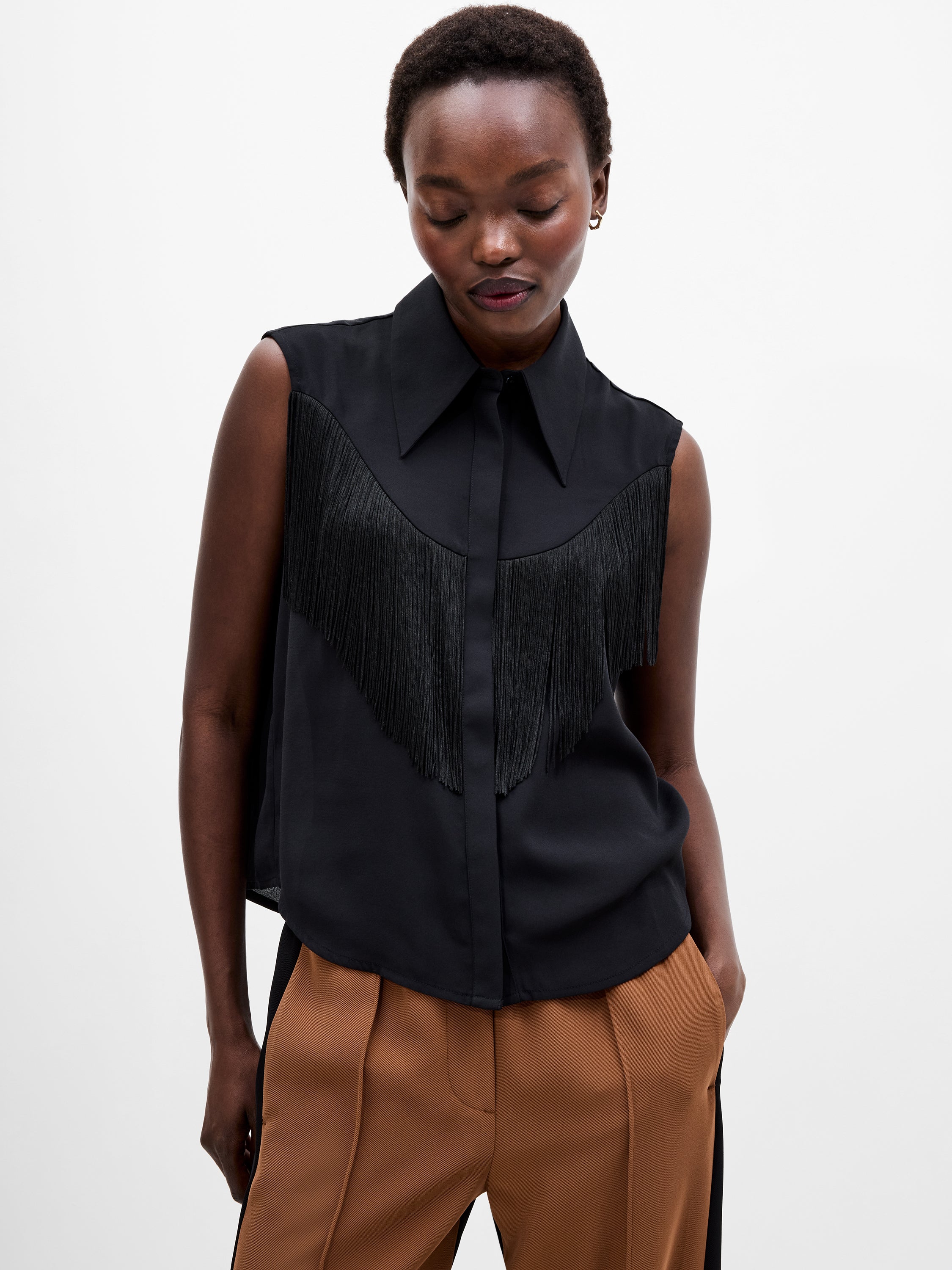 Mila Sleeveless Fringed Top