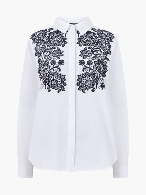 Cambria Contrast Floral Embroidered Shirt
