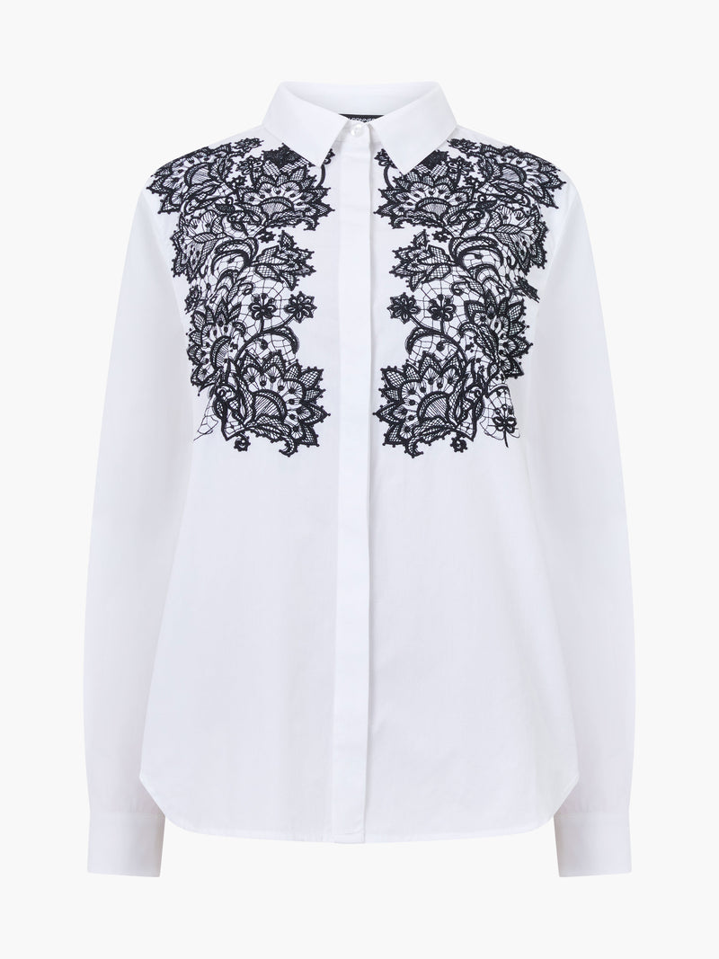 Cambria Contrast Floral Embroidered Shirt