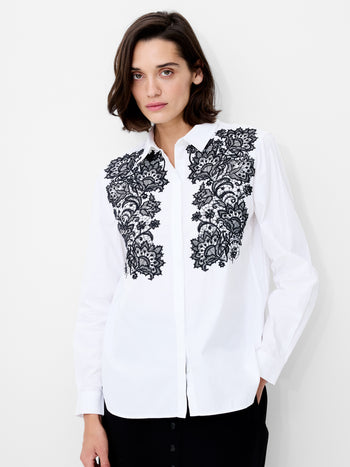 Cambria Contrast Floral Embroidered Shirt