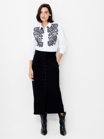 Cambria Contrast Floral Embroidered Shirt