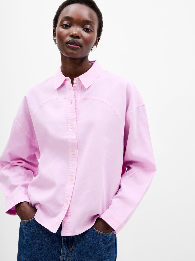 Dana Denim Seamed Shirt Violet Pink | French Connection UK