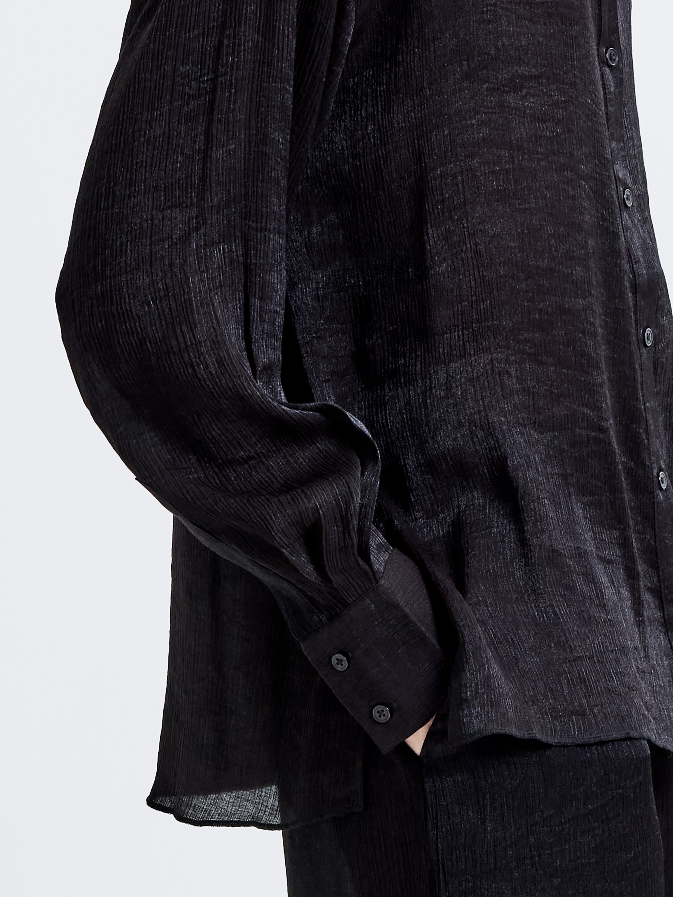 Terry Crinkle Button Down Shirt