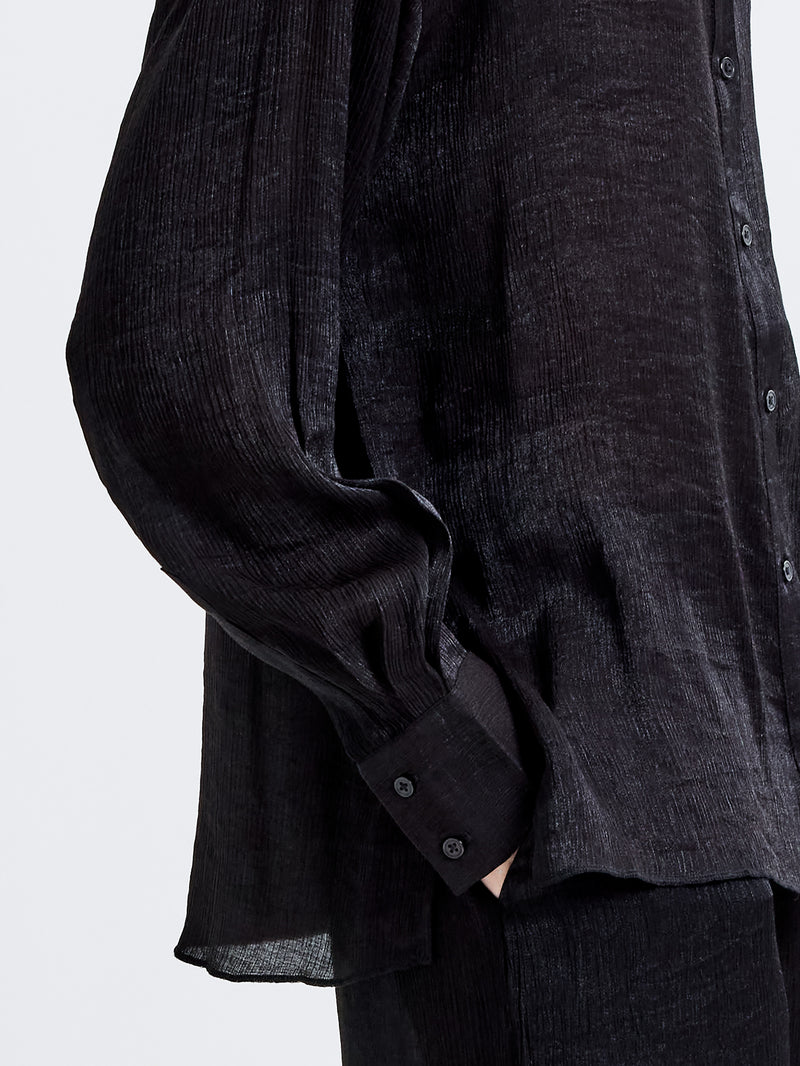 Terry Crinkle Button Down Shirt