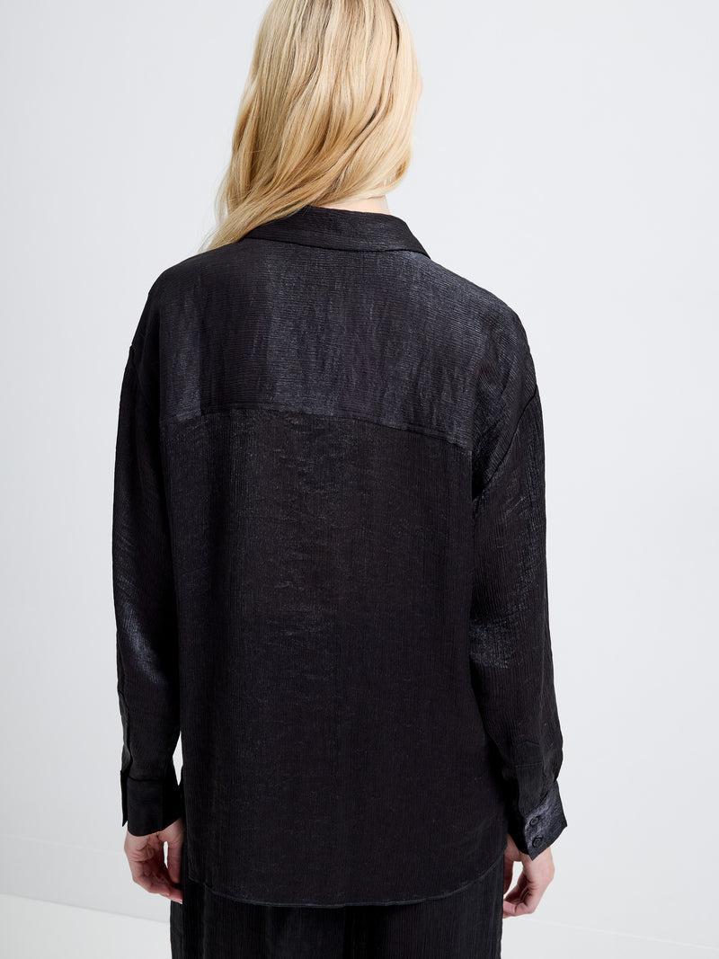 Terry Crinkle Button Down Shirt